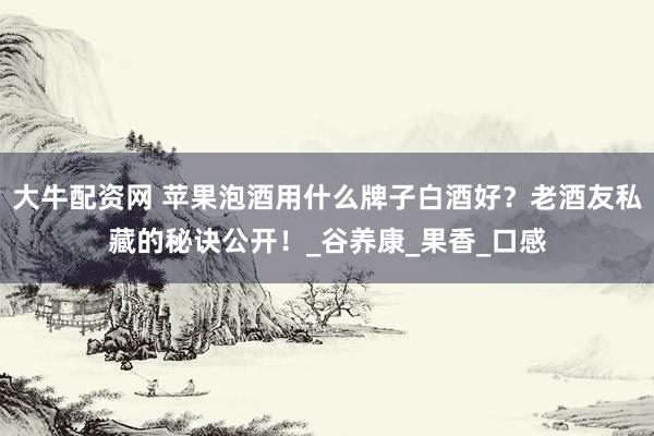 大牛配资网 苹果泡酒用什么牌子白酒好？老酒友私藏的秘诀公开！_谷养康_果香_口感