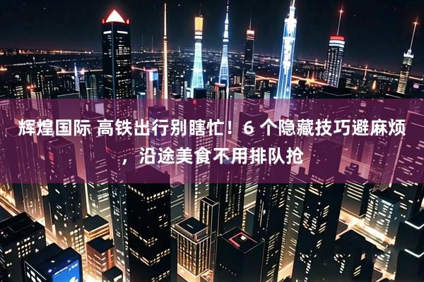 辉煌国际 高铁出行别瞎忙!6 个隐藏技巧避麻烦,沿途美食不用排队抢